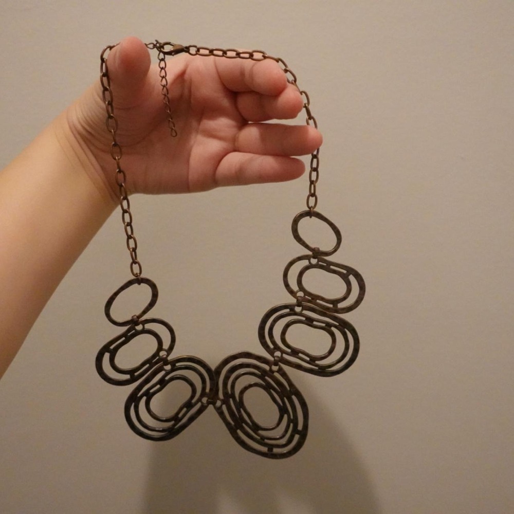Bronze Abstract Statement Necklace - Picture 2 of 2